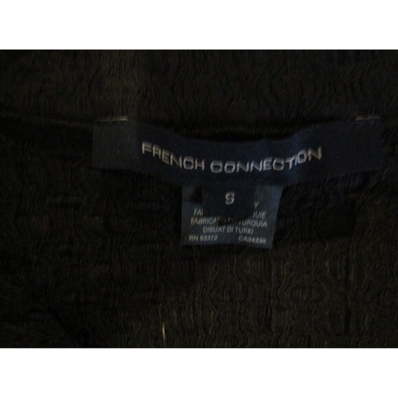 French Connection Blouse NWT Black Tash Textured Top Shirt Button Front Size S - Picture 10 of 12